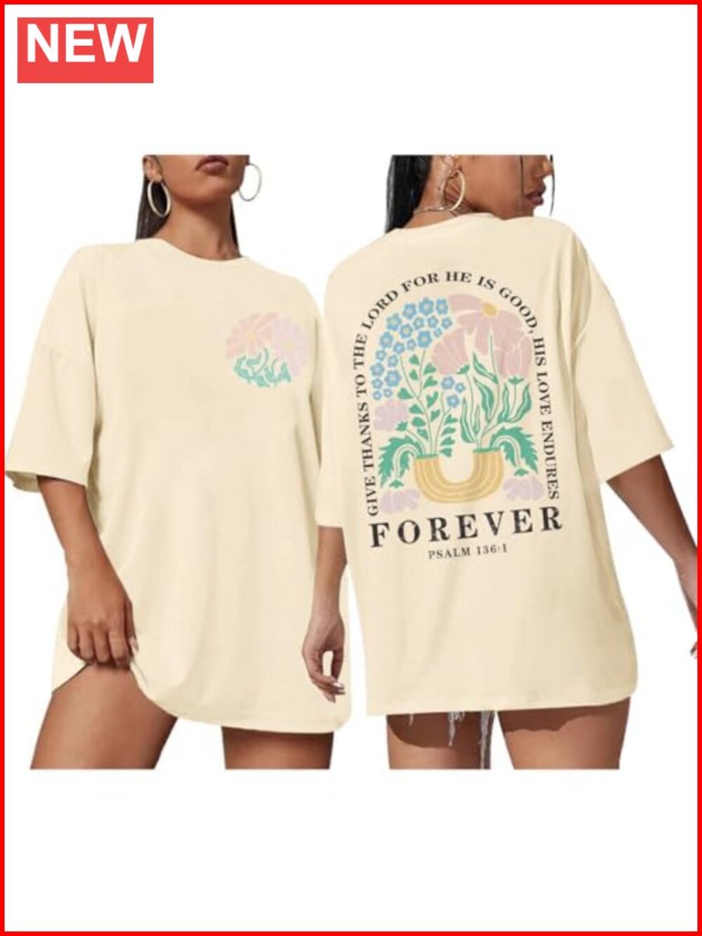 Women's Christian Faith T-Shirt Floral Bible Verse Inspirational Tee Oversized